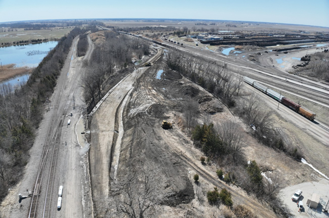 An aerial of the hump yard expansion